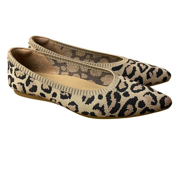 Vivaia Aria Pointed Toe Ballet Flats Leopard Print Sz 37 (EU) Comfort - Picture 1 of 11